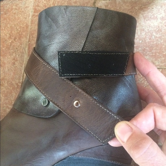 Un tour en ville brown leather  wedge booties 7 - Picture 7 of 8